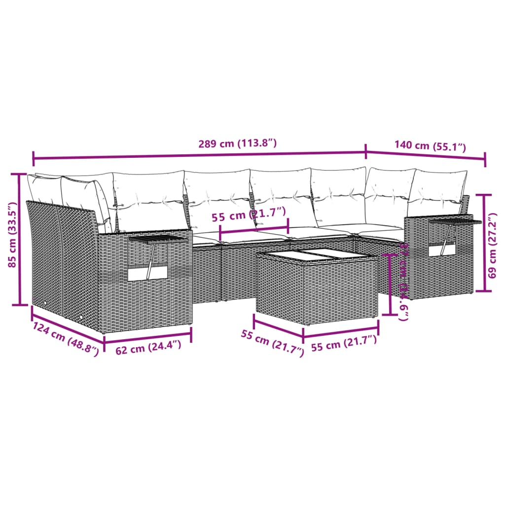 vidaXL Set mobilier de grădină cu perne, 8 piese, negru, poliratan vidaXL Set mobilier de grădină cu perne, 8 piese, negru, poliratan