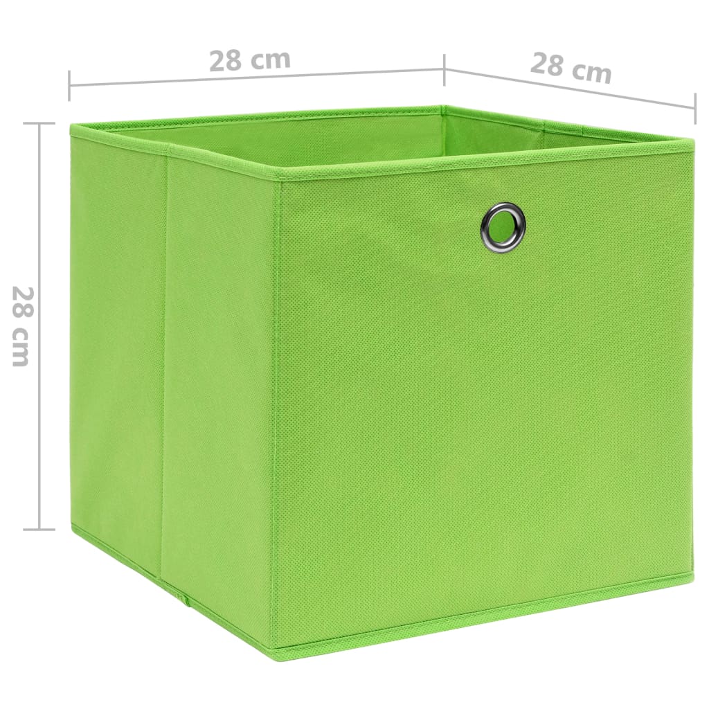 vidaXL Cutii depozitare, 10 buc., verde, 28x28x28 cm, material nețesut vidaXL Cutii depozitare, 10 buc., verde, 28x28x28 cm, material nețesut