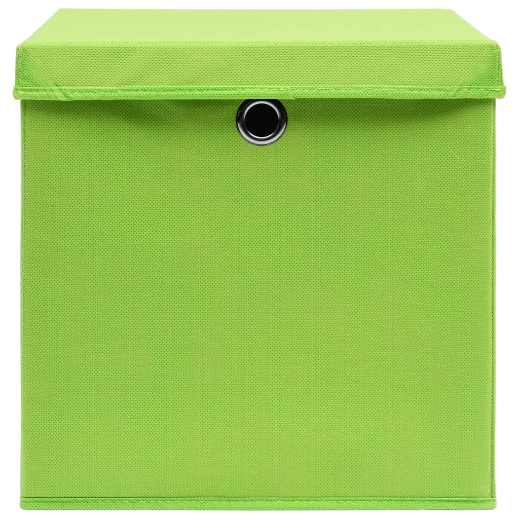vidaXL Cutii depozitare cu capace, 10 buc., verde, 28x28x28 cm vidaXL Cutii depozitare cu capace, 10 buc., verde, 28x28x28 cm