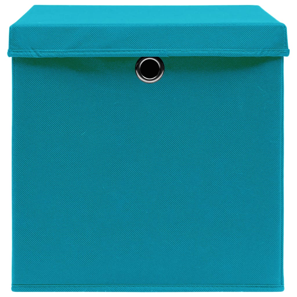 vidaXL Cutii depozitare cu capace, 10 buc., albastru, 28x28x28 cm vidaXL Cutii depozitare cu capace, 10 buc., albastru, 28x28x28 cm
