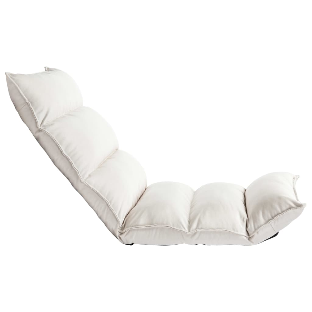 vidaXL Scaun de podea pliabil, crem, material textil vidaXL Scaun de podea pliabil, crem, material textil