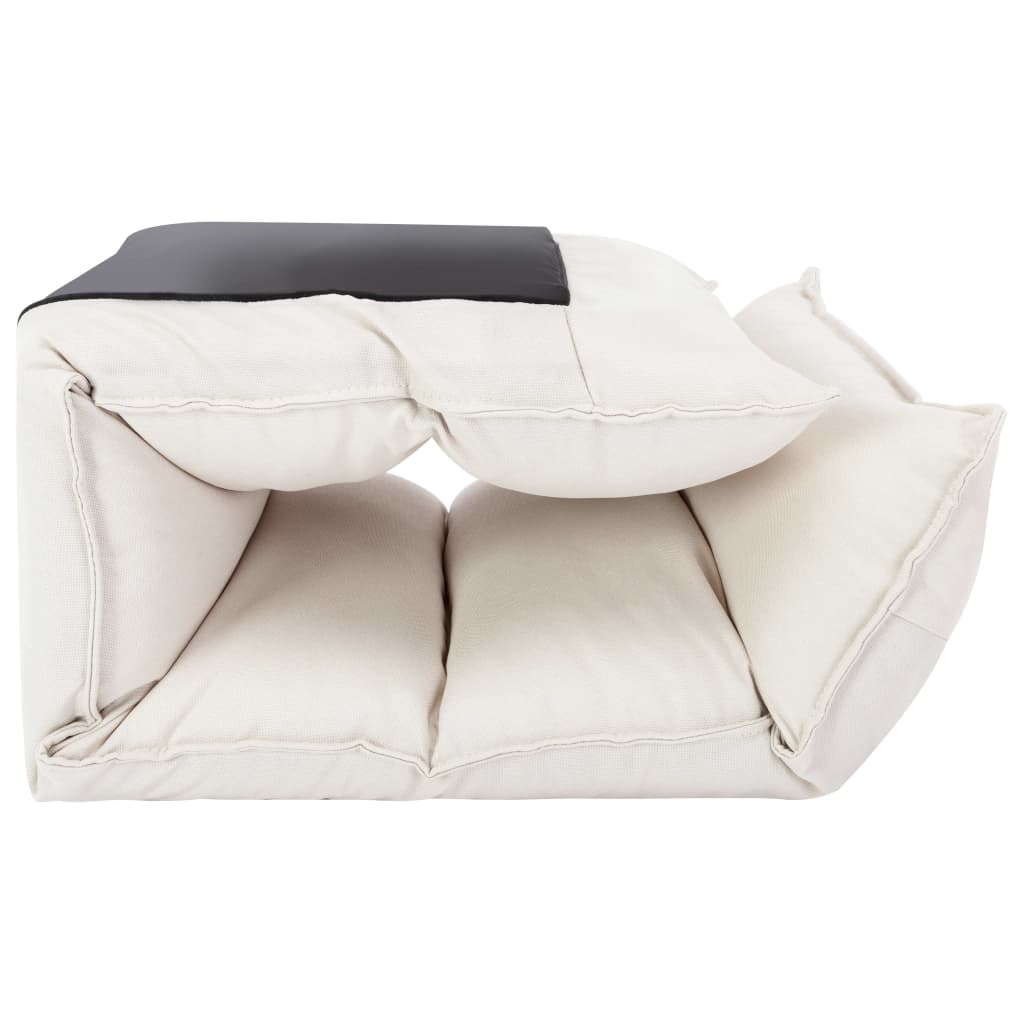 vidaXL Scaun de podea pliabil, crem, material textil vidaXL Scaun de podea pliabil, crem, material textil