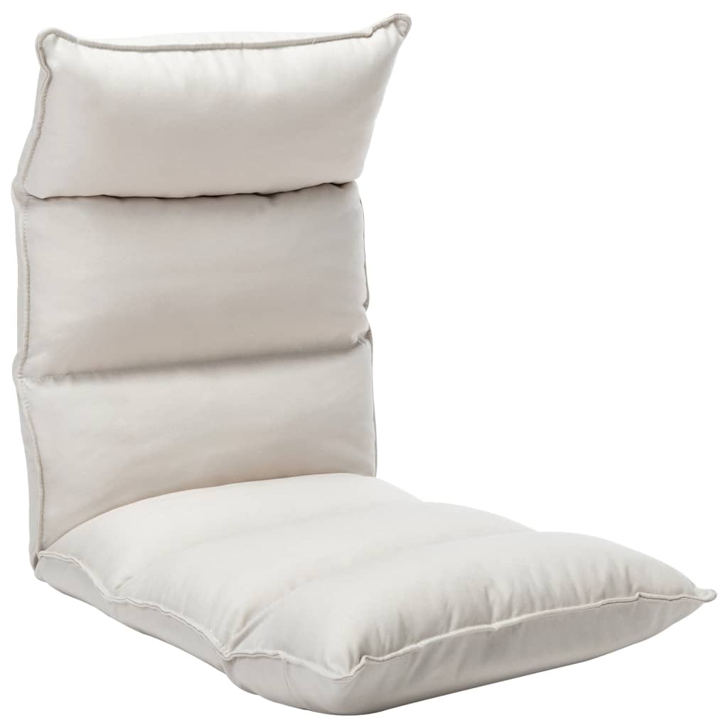 vidaXL Scaun de podea pliabil, crem, material textil vidaXL Scaun de podea pliabil, crem, material textil