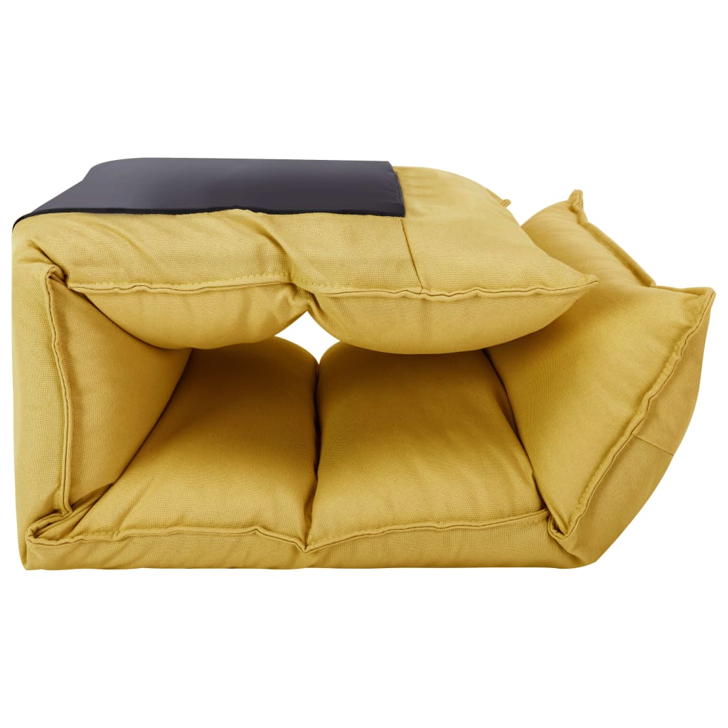 vidaXL Scaun de podea pliant, galben muștar, material textil vidaXL Scaun de podea pliant, galben muștar, material textil