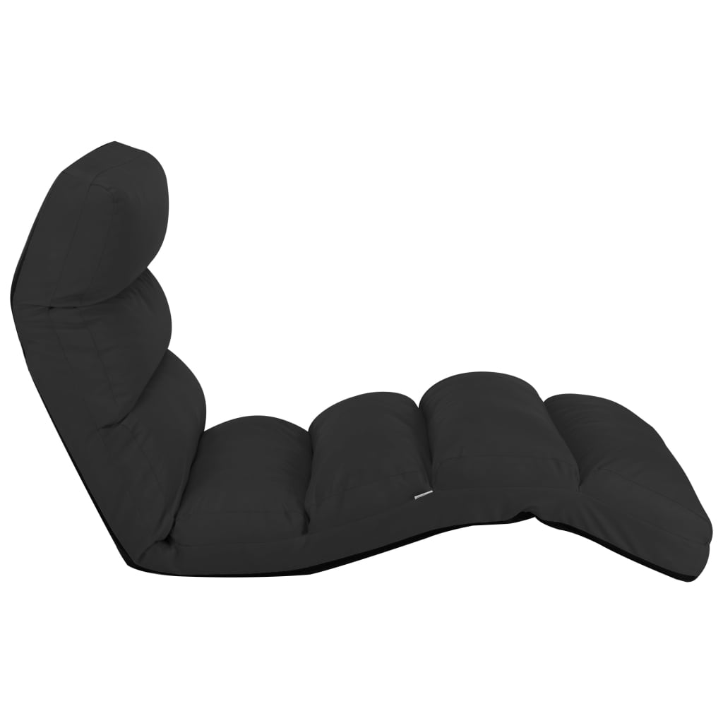 vidaXL Scaun de podea pliabil, negru, piele ecologică vidaXL Scaun de podea pliabil, negru, piele ecologică