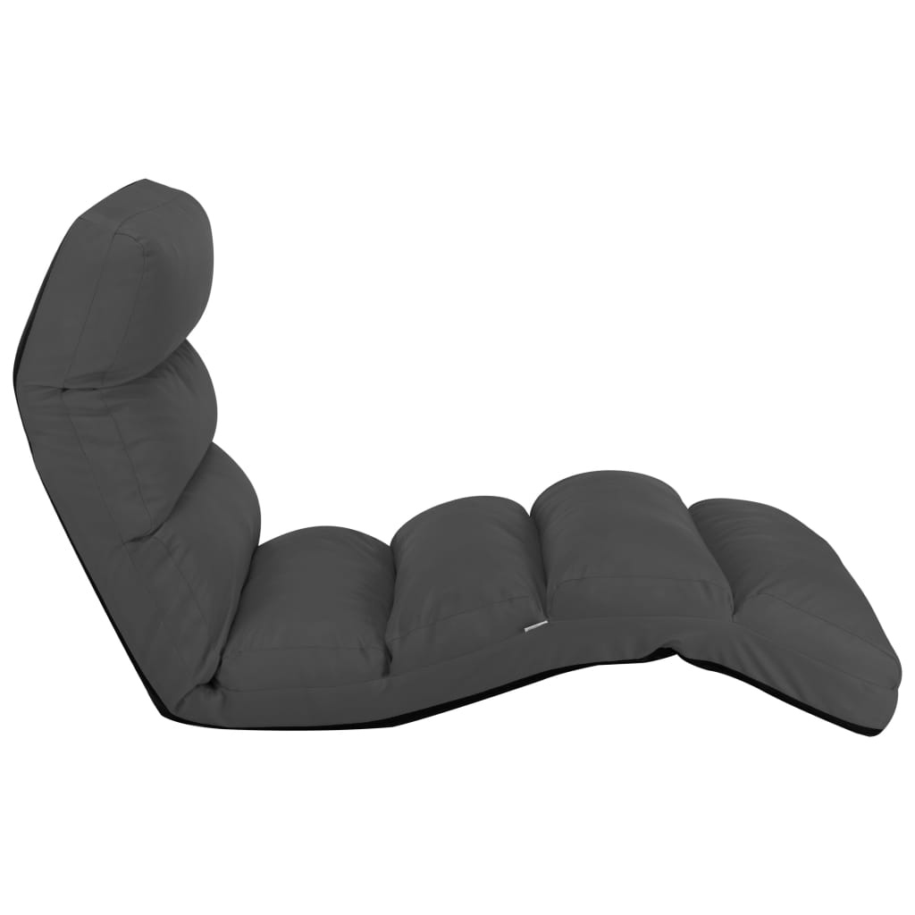 vidaXL Scaun de podea pliabil, antracit, piele ecologică vidaXL Scaun de podea pliabil, antracit, piele ecologică