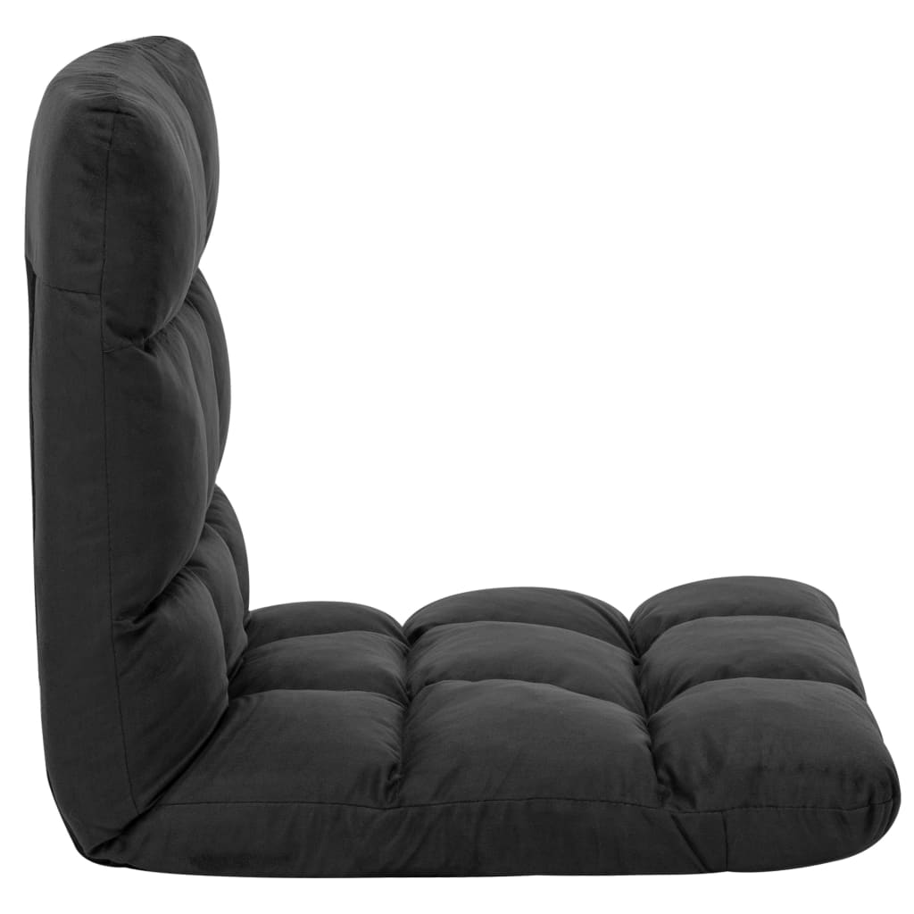 vidaXL Scaun de podea pliabil, negru, microfibră