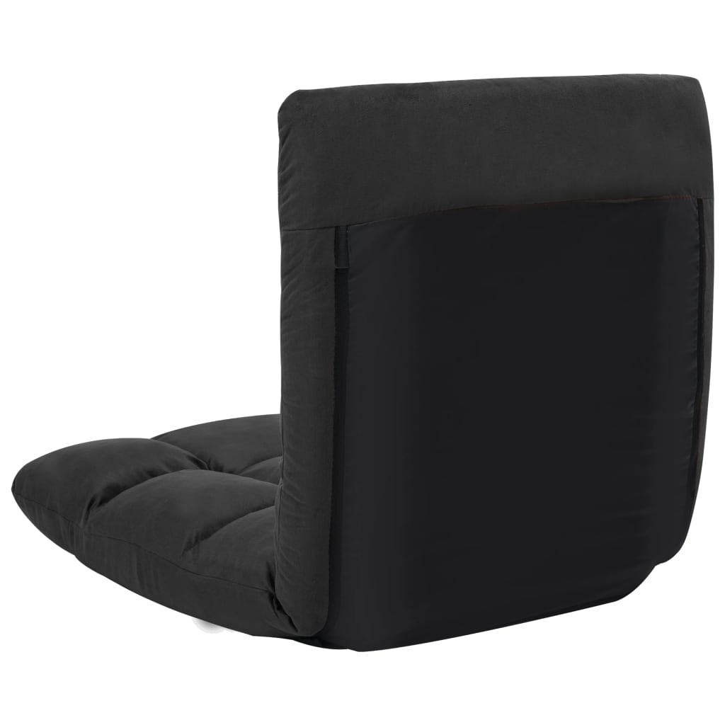 vidaXL Scaun de podea pliabil, negru, microfibră