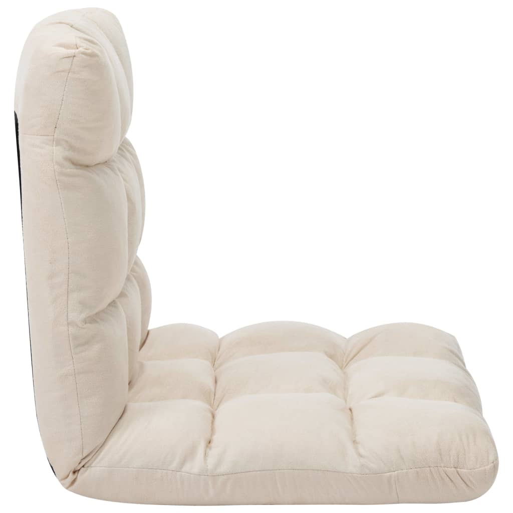 vidaXL Scaun de podea pliabil, crem, microfibră vidaXL Scaun de podea pliabil, crem, microfibră