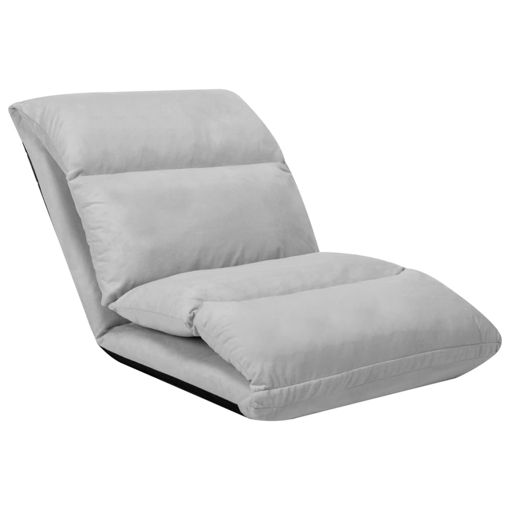 vidaXL Scaun de podea pliabil, gri deschis, microfibră vidaXL Scaun de podea pliabil, gri deschis, microfibră