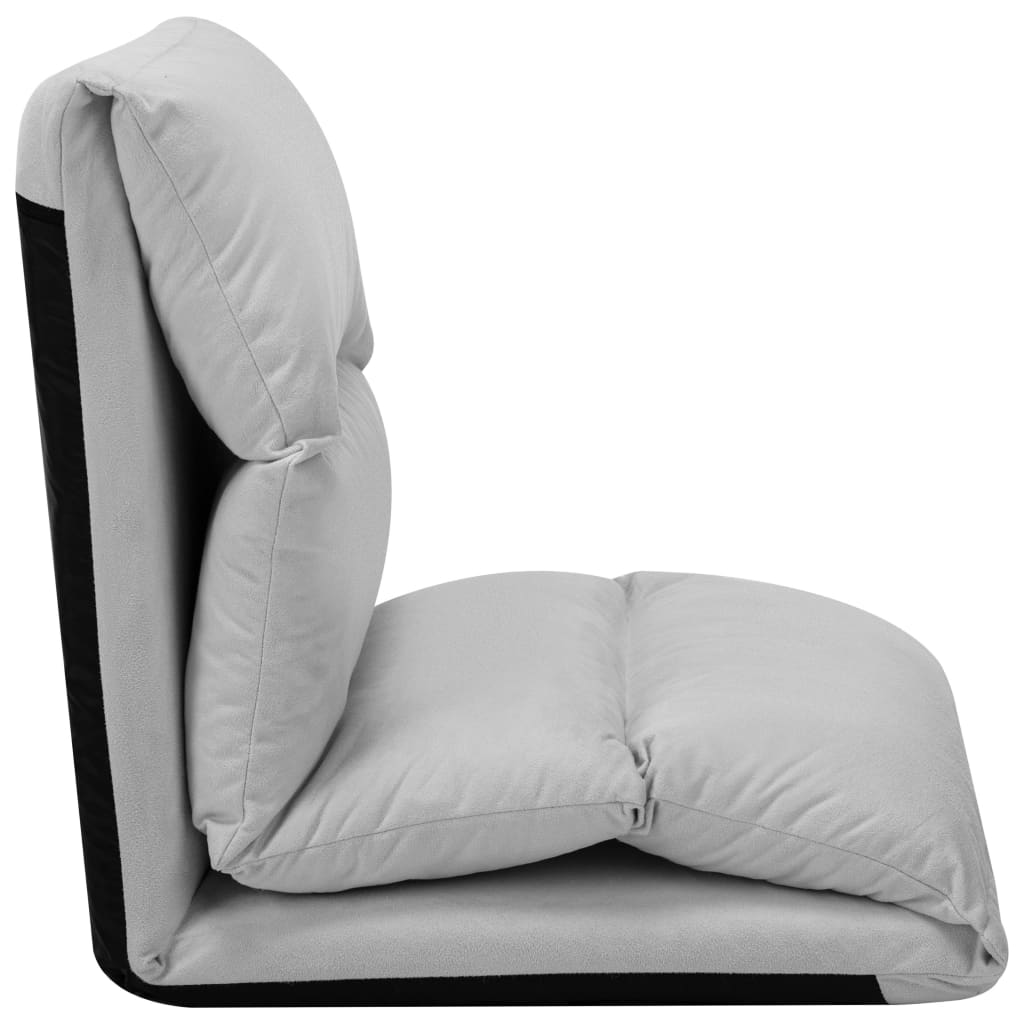 vidaXL Scaun de podea pliabil, gri deschis, microfibră vidaXL Scaun de podea pliabil, gri deschis, microfibră