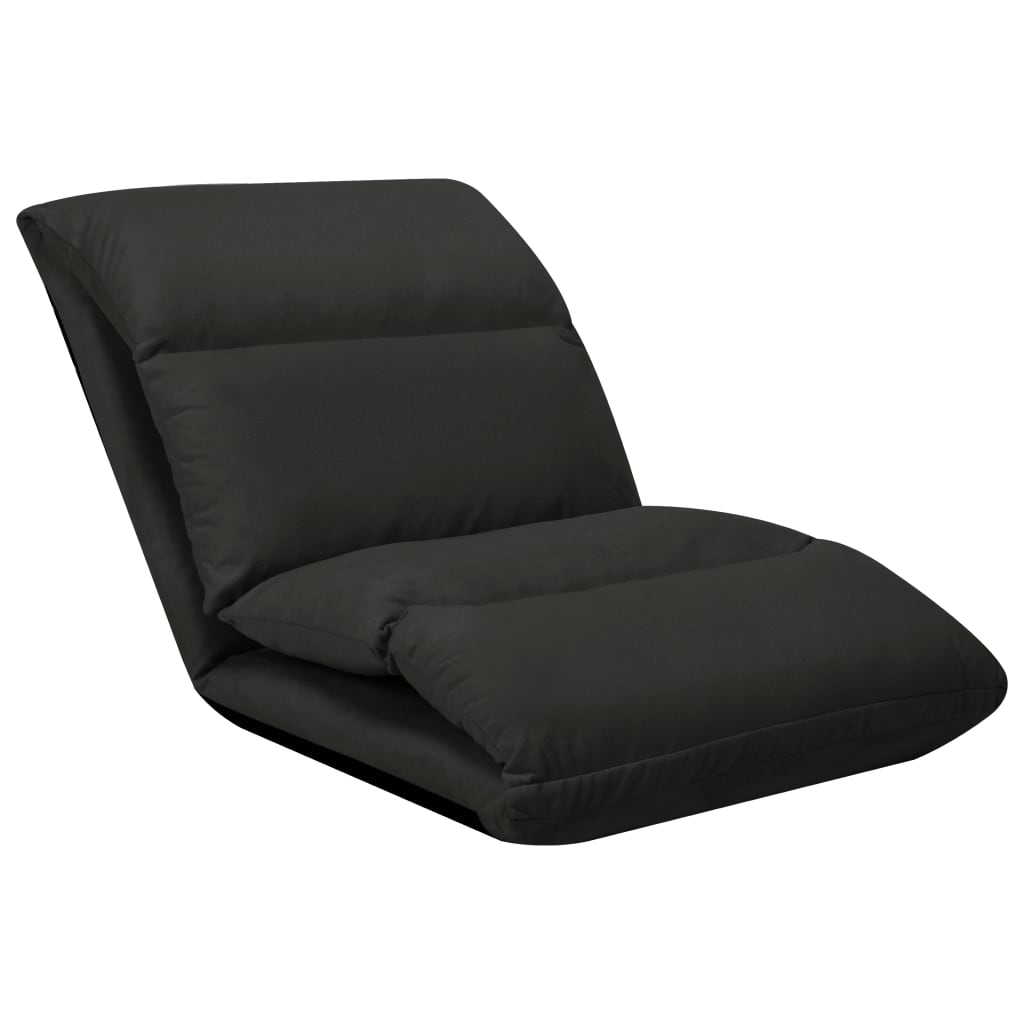 vidaXL Scaun de podea pliabil, negru, microfibră vidaXL Scaun de podea pliabil, negru, microfibră