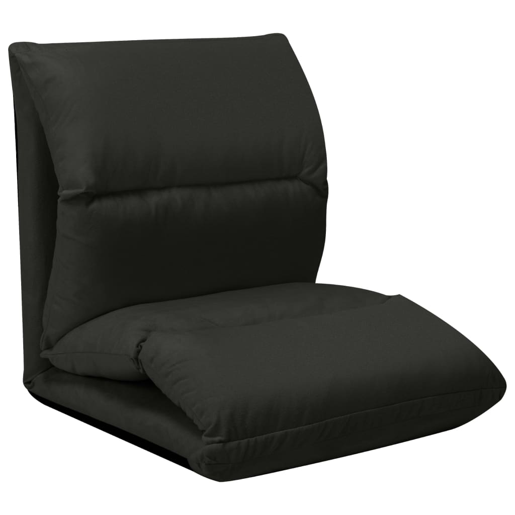 vidaXL Scaun de podea pliabil, negru, microfibră vidaXL Scaun de podea pliabil, negru, microfibră