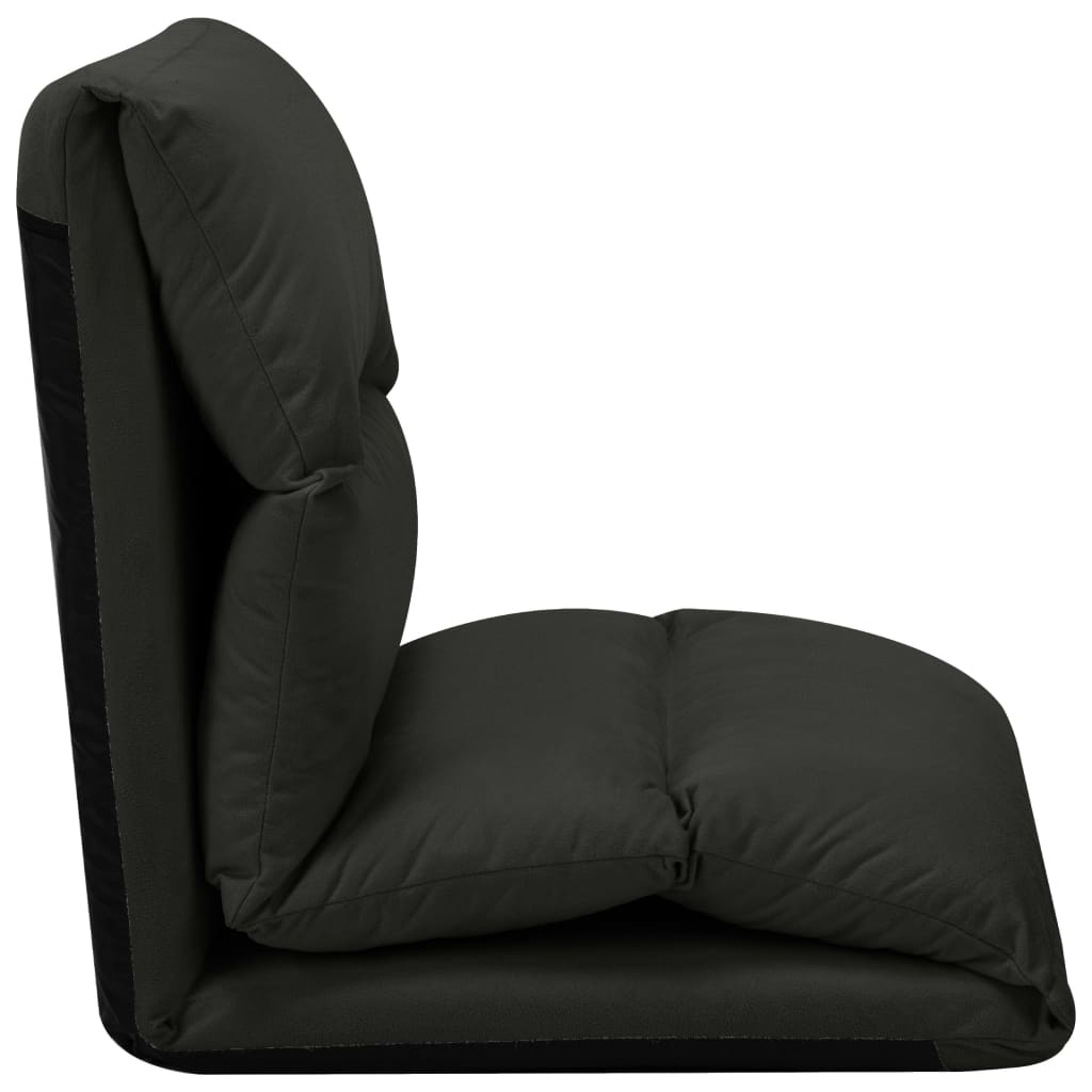 vidaXL Scaun de podea pliabil, negru, microfibră vidaXL Scaun de podea pliabil, negru, microfibră