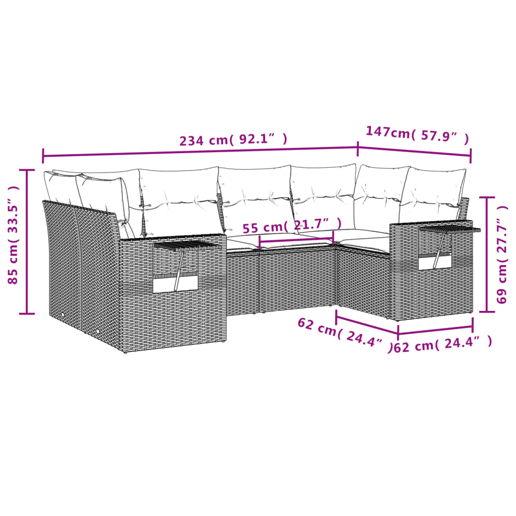vidaXL Set mobilier grădină cu perne, 6 piese, gri, poliratan vidaXL Set mobilier grădină cu perne, 6 piese, gri, poliratan