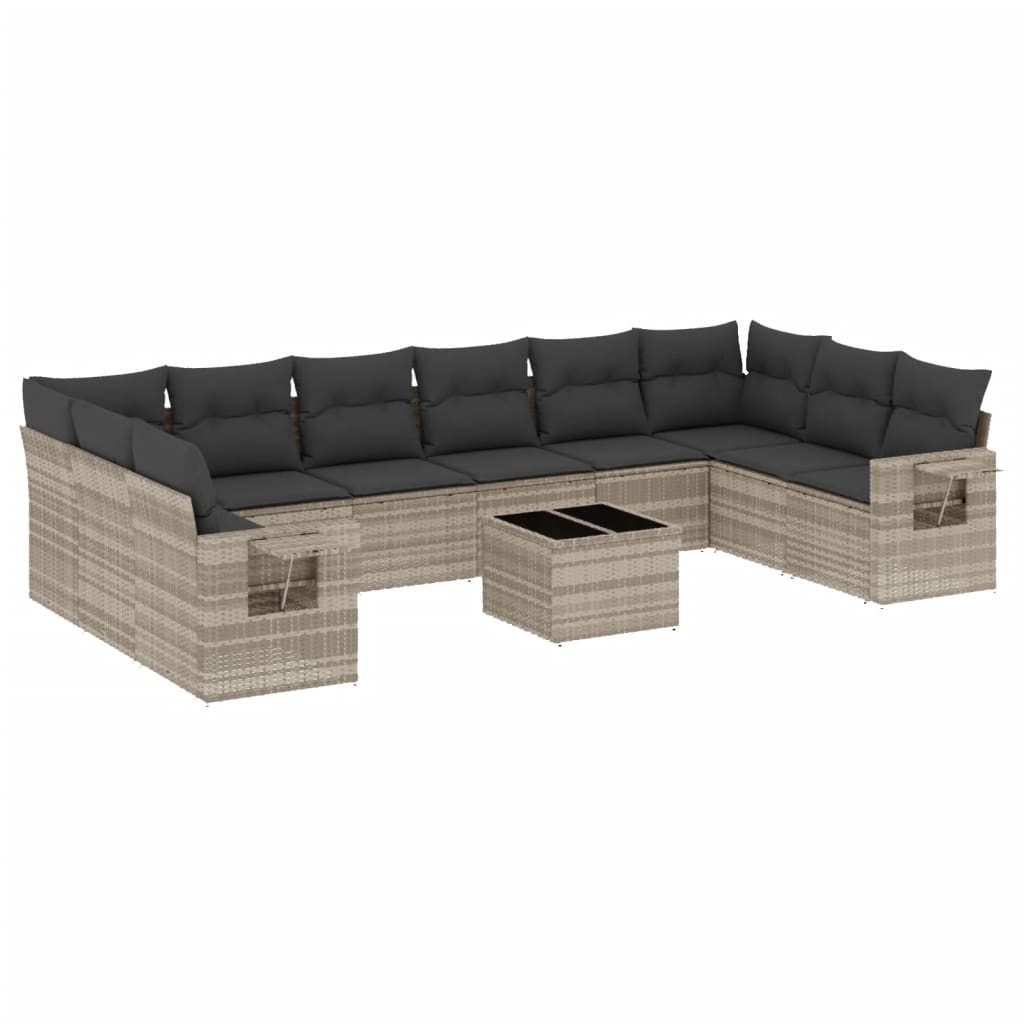 vidaXL Set canapele de grădină cu perne, 11 piese, gri, poliratan vidaXL Set canapele de grădină cu perne, 11 piese, gri, poliratan