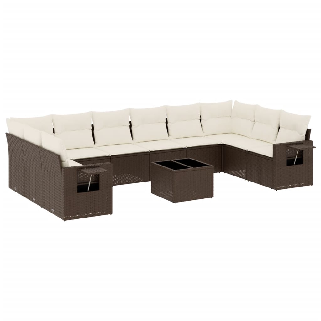vidaXL Set canapele de grădină cu perne, 11 piese, maro, poliratan vidaXL Set canapele de grădină cu perne, 11 piese, maro, poliratan