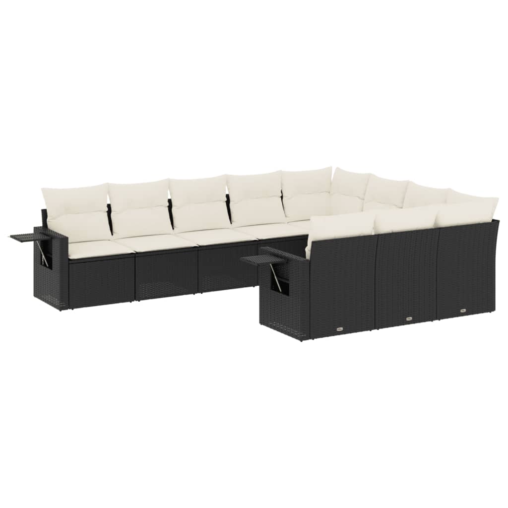 vidaXL Set canapele de grădină cu perne, 10 piese, negru, poliratan vidaXL Set canapele de grădină cu perne, 10 piese, negru, poliratan