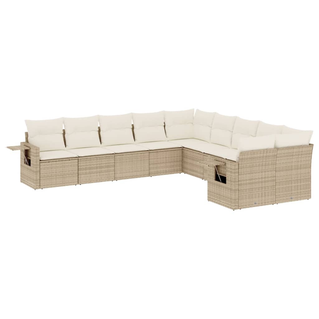 vidaXL Set canapele de grădină cu perne, 10 piese, bej, poliratan