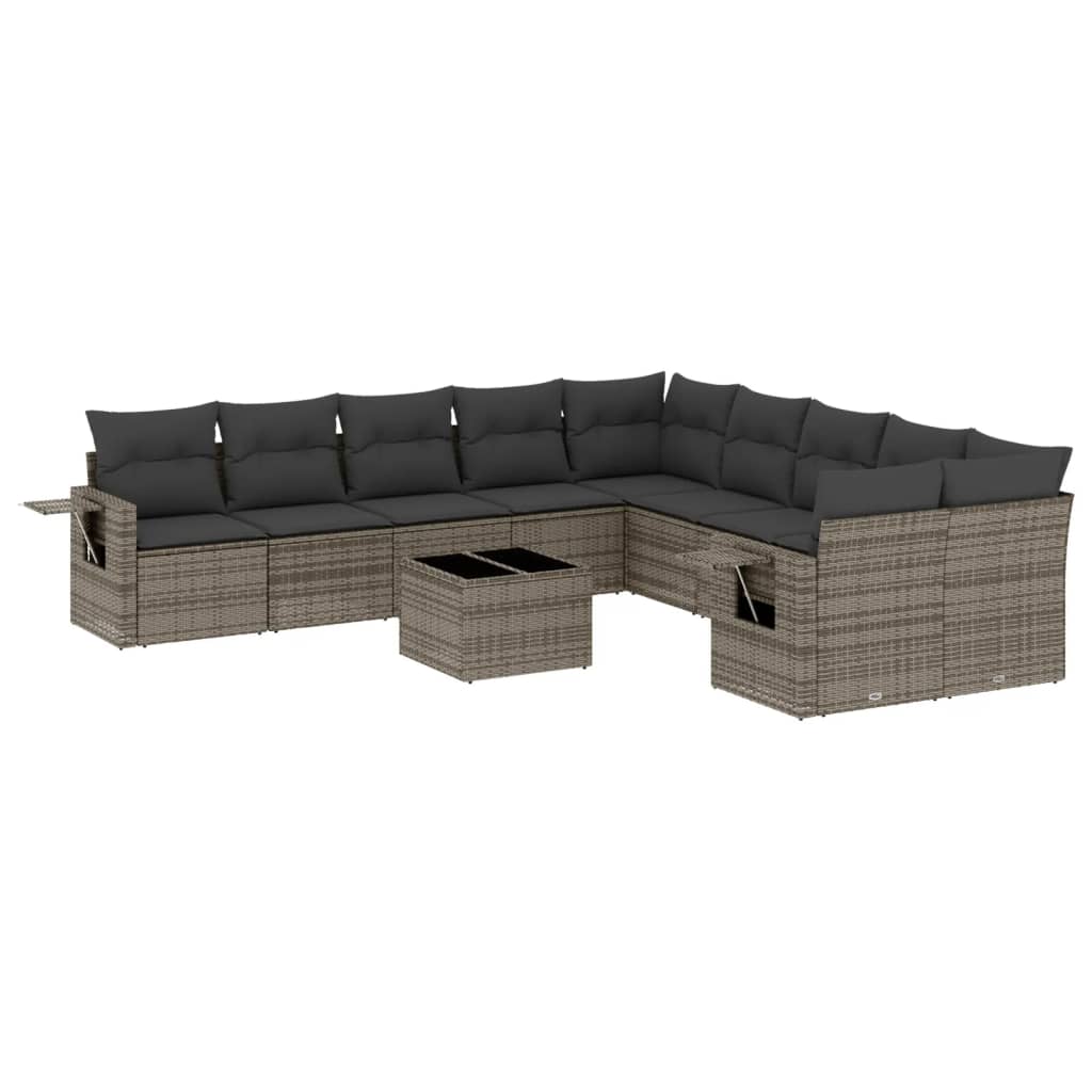 vidaXL Set canapele de grădină cu perne, 11 piese, gri, poliratan vidaXL Set canapele de grădină cu perne, 11 piese, gri, poliratan