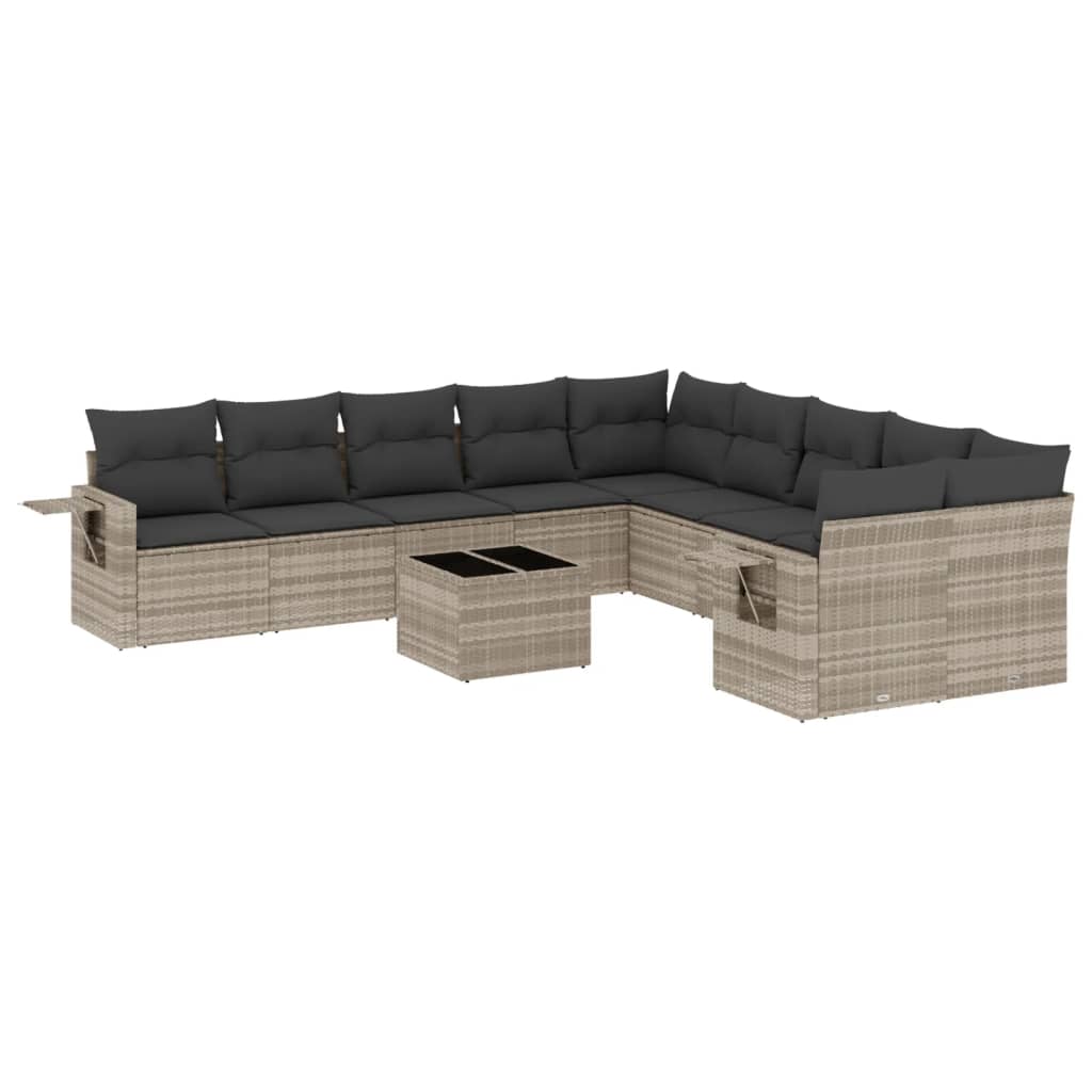 vidaXL Set canapele de grădină cu perne, 11 piese, gri, poliratan vidaXL Set canapele de grădină cu perne, 11 piese, gri, poliratan
