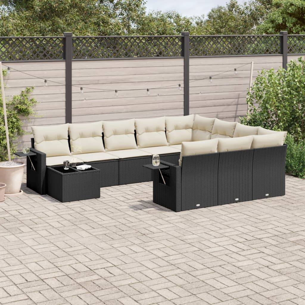 vidaXL Set canapele de grădină cu perne, 11 piese, negru, poliratan vidaXL Set canapele de grădină cu perne, 11 piese, negru, poliratan