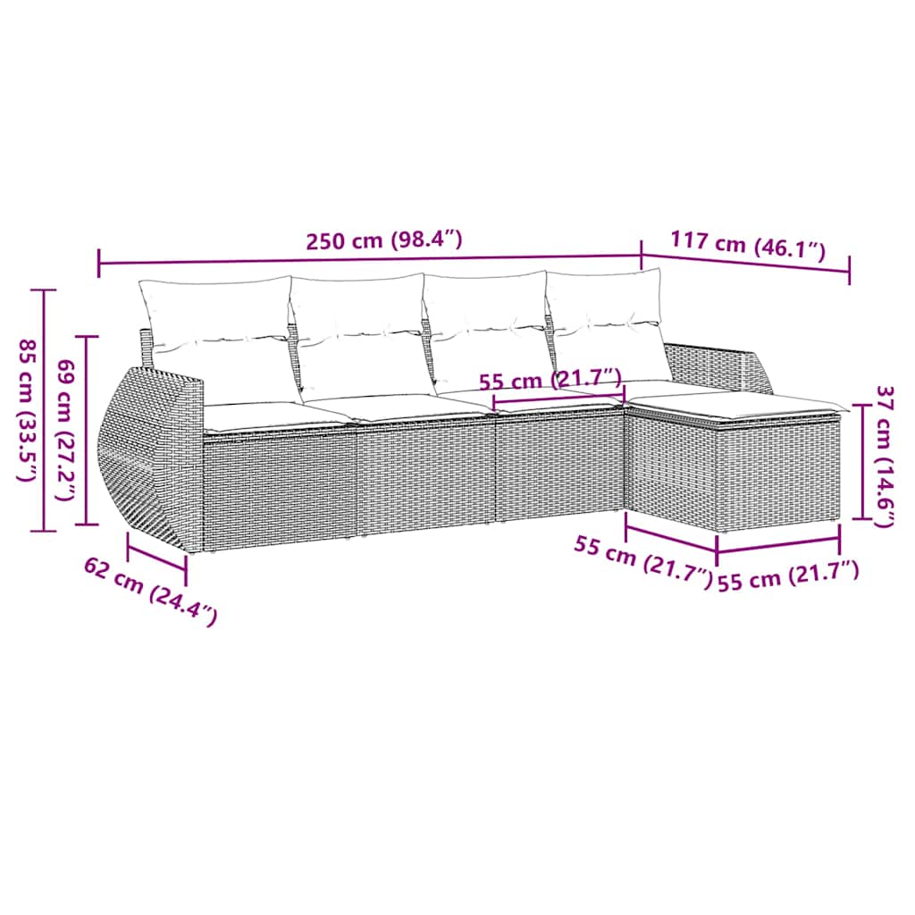 vidaXL Set canapele de grădină cu perne, 5 piese gri deschis poliratan vidaXL Set canapele de grădină cu perne, 5 piese gri deschis poliratan