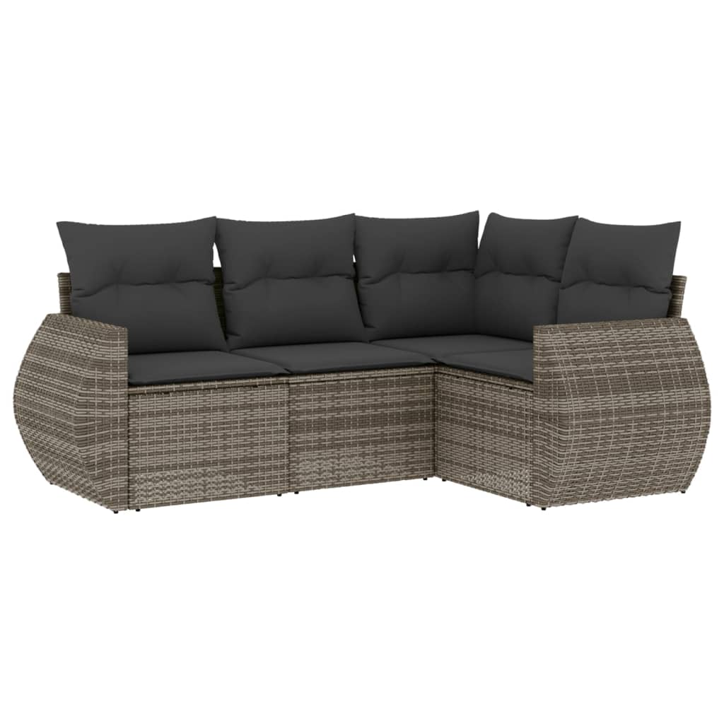 vidaXL Set canapea de grădină cu perne, 4 piese, gri, poliratan vidaXL Set canapea de grădină cu perne, 4 piese, gri, poliratan