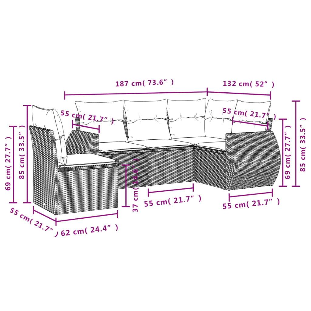 vidaXL Set canapele de grădină cu perne, 5 piese, bej, poliratan vidaXL Set canapele de grădină cu perne, 5 piese, bej, poliratan