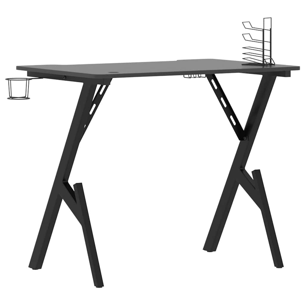 vidaXL Birou de gaming cu picioare în formă de Y, negru, 90x60x75 cm