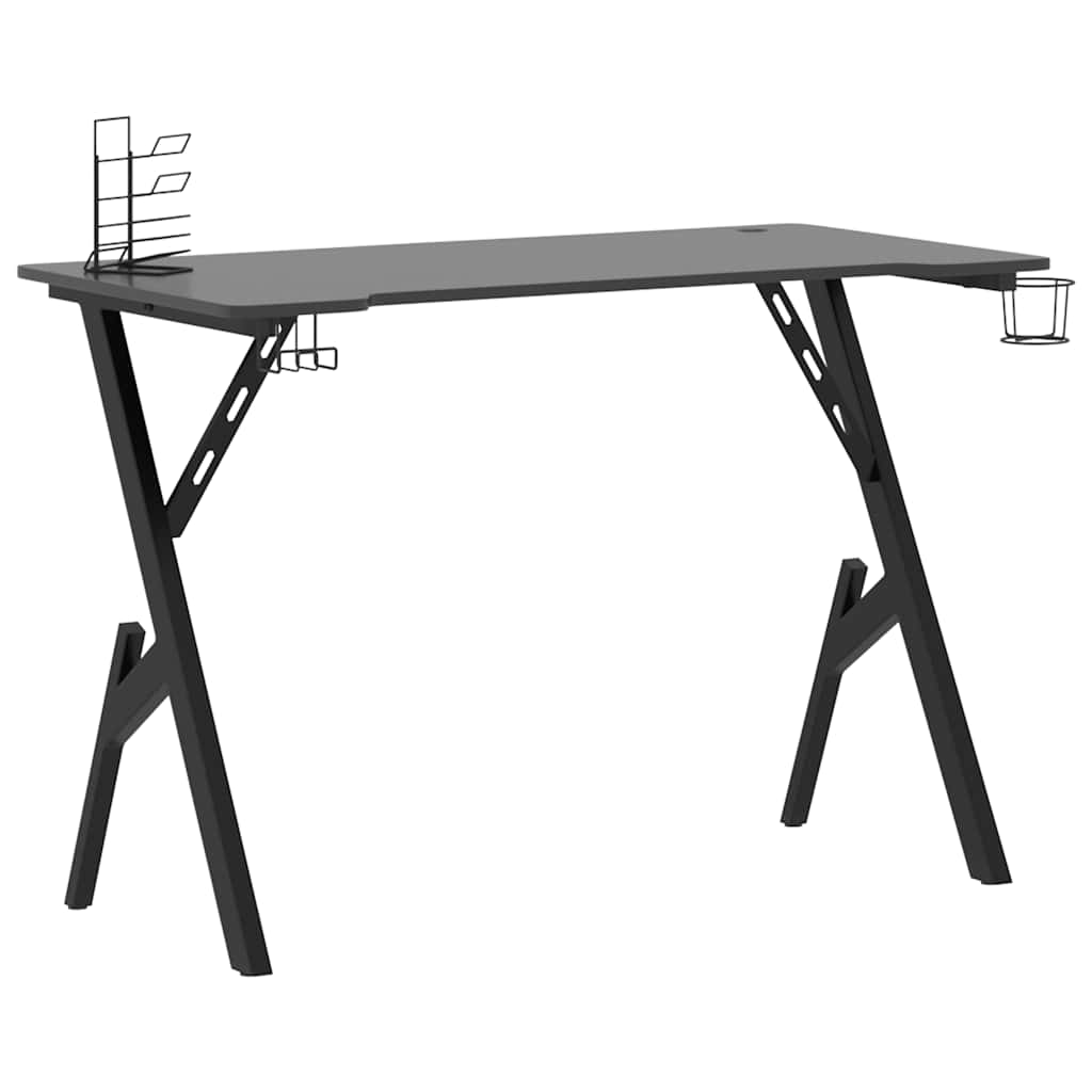 vidaXL Birou de gaming cu picioare formă Y, negru, 110x60x75 cm