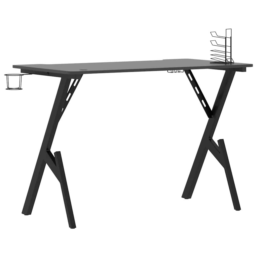 vidaXL Birou de gaming cu picioare formă Y, negru, 110x60x75 cm