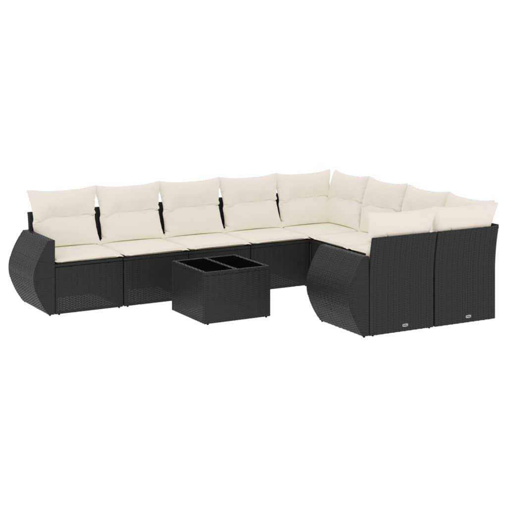 vidaXL Set canapele de grădină cu perne, 10 piese, negru, poliratan vidaXL Set canapele de grădină cu perne, 10 piese, negru, poliratan
