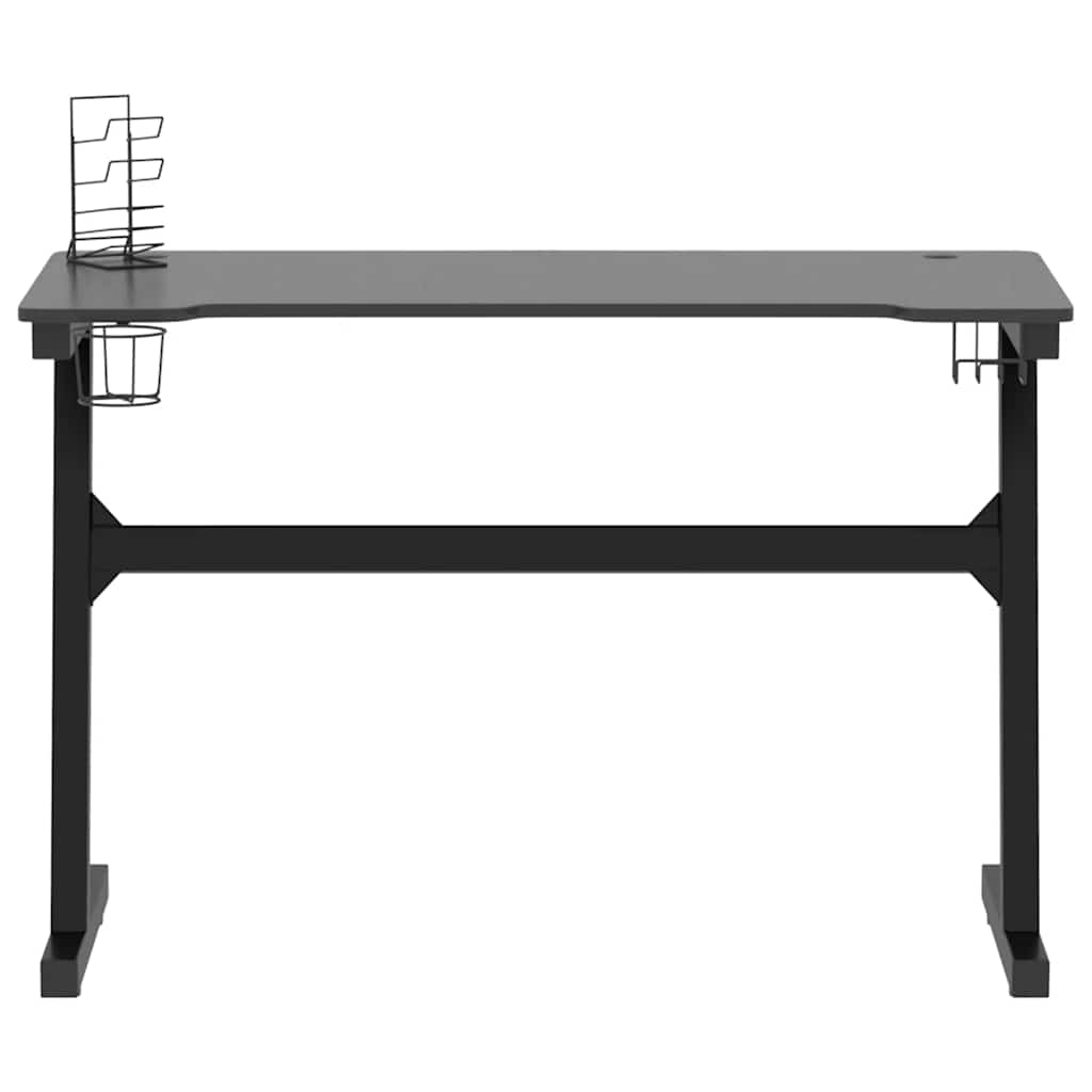vidaXL Birou de gaming cu picioare formă Z, negru, 110x60x75 cm, LED