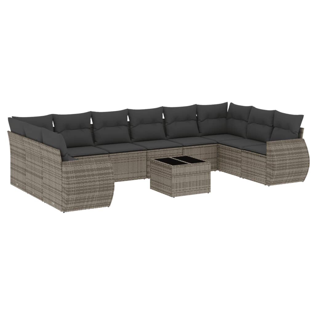vidaXL Set canapele de grădină cu perne, 11 piese, gri, poliratan vidaXL Set canapele de grădină cu perne, 11 piese, gri, poliratan