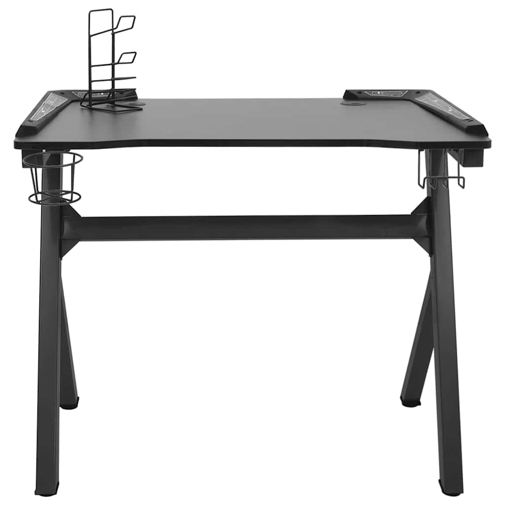 vidaXL Birou de gaming LED cu picioare în formă de Y negru 90x60x75 cm vidaXL Birou de gaming LED cu picioare în formă de Y negru 90x60x75 cm