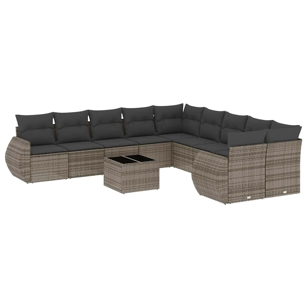vidaXL Set canapele de grădină cu perne, 11 piese, gri, poliratan vidaXL Set canapele de grădină cu perne, 11 piese, gri, poliratan