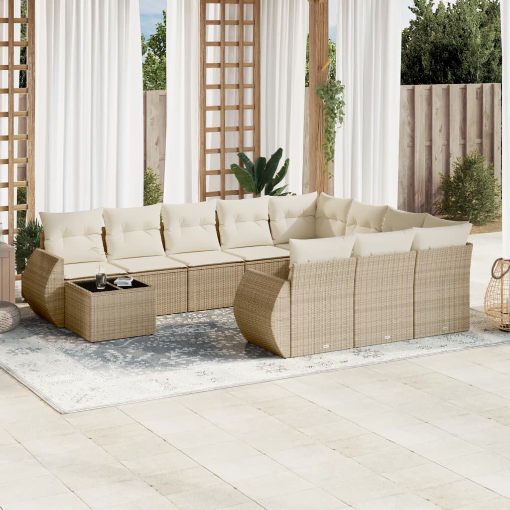 vidaXL Set canapele de grădină cu perne, 11 piese, bej, poliratan vidaXL Set canapele de grădină cu perne, 11 piese, bej, poliratan
