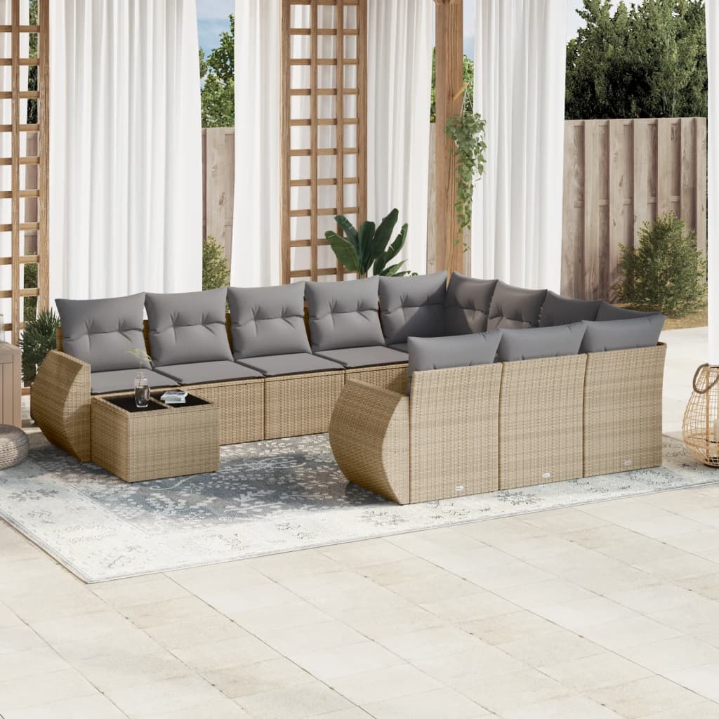 vidaXL Set canapele de grădină cu perne, 11 piese, bej, poliratan vidaXL Set canapele de grădină cu perne, 11 piese, bej, poliratan