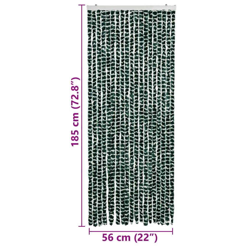 vidaXL Perdea pentru insecte, verde și alb, 56 x 185 cm, chenille vidaXL Perdea pentru insecte, verde și alb, 56 x 185 cm, chenille