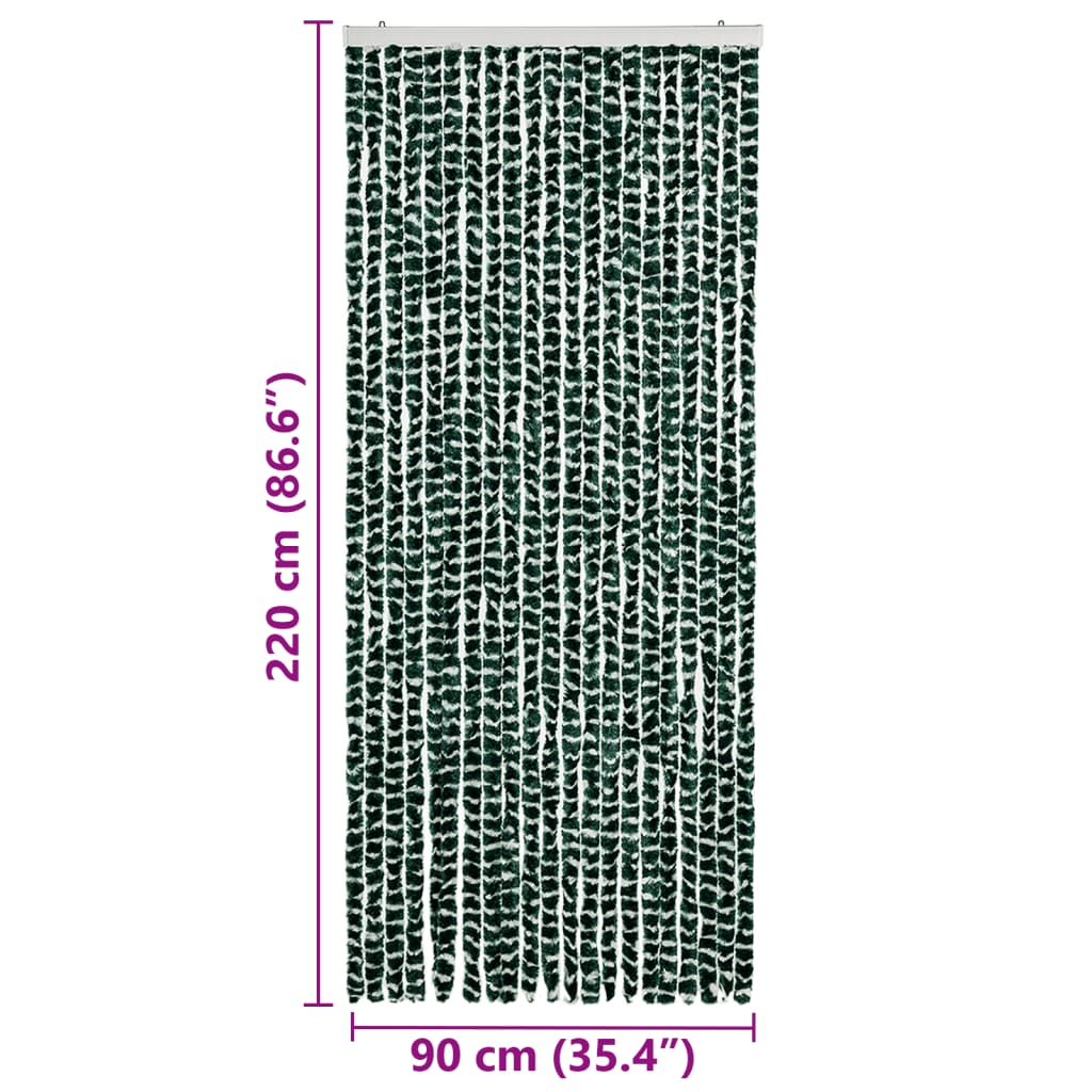 vidaXL Perdea pentru insecte, verde și alb, 90 x 220 cm, chenille vidaXL Perdea pentru insecte, verde și alb, 90 x 220 cm, chenille
