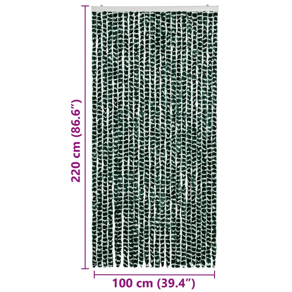 vidaXL Perdea pentru insecte, verde și alb, 100 x 220 cm, chenille vidaXL Perdea pentru insecte, verde și alb, 100 x 220 cm, chenille