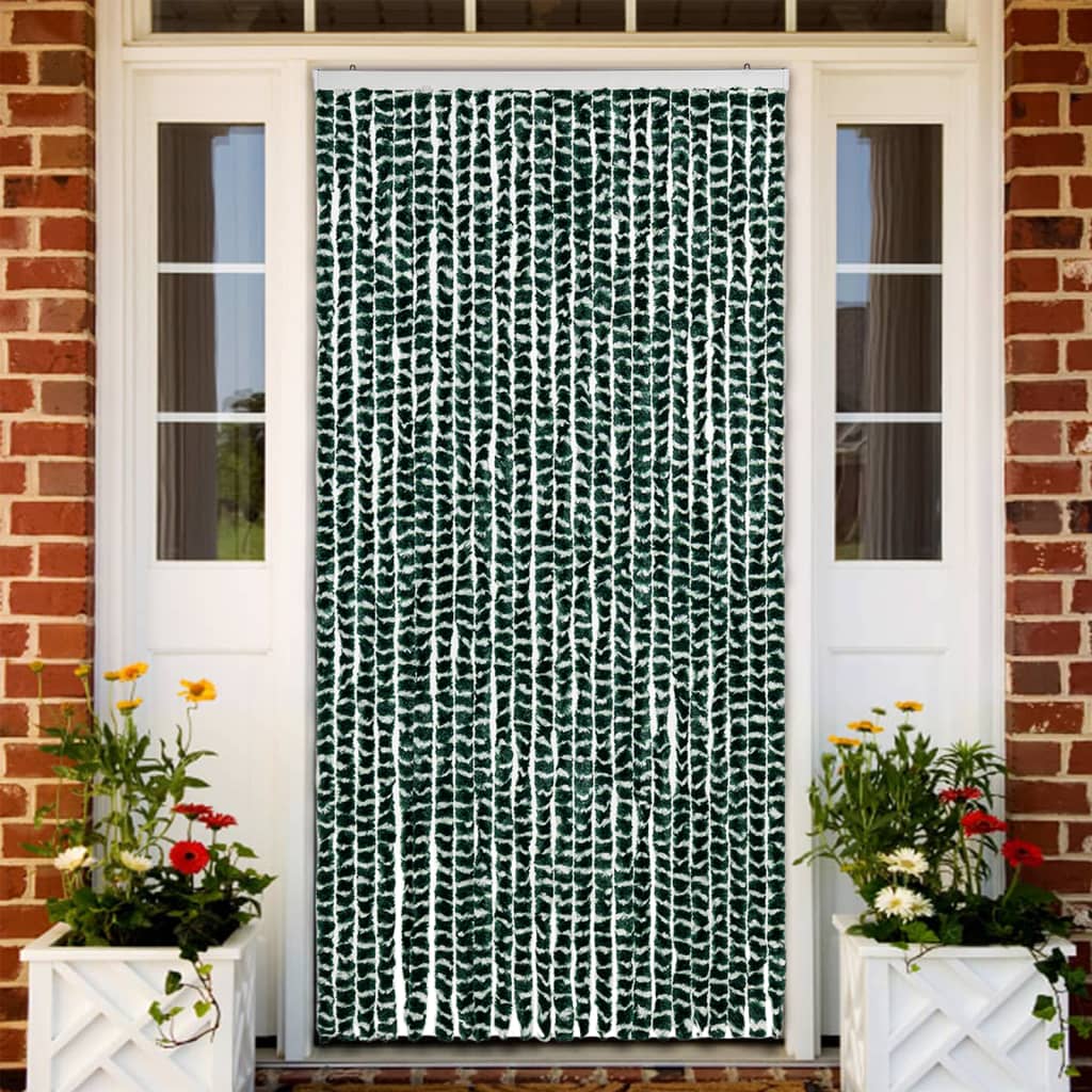 vidaXL Perdea pentru insecte, verde și alb, 100 x 220 cm, chenille vidaXL Perdea pentru insecte, verde și alb, 100 x 220 cm, chenille