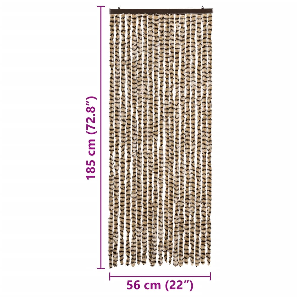 vidaXL Perdea pentru insecte, bej și maro, 56 x 185 cm, chenille vidaXL Perdea pentru insecte, bej și maro, 56 x 185 cm, chenille
