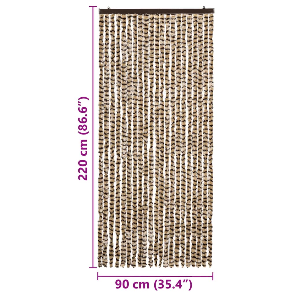vidaXL Perdea pentru insecte, bej și maro, 90 x 220 cm, chenille vidaXL Perdea pentru insecte, bej și maro, 90 x 220 cm, chenille