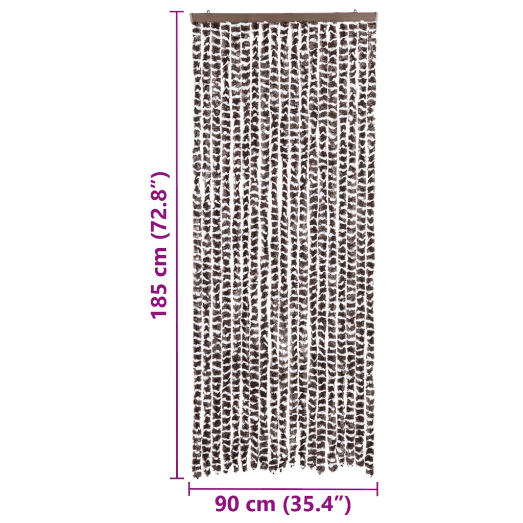 vidaXL Perdea pentru insecte, maro și alb, 56 x 185 cm, chenille vidaXL Perdea pentru insecte, maro și alb, 56 x 185 cm, chenille