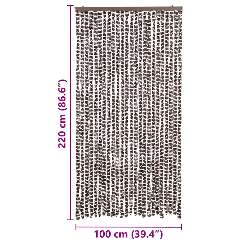 vidaXL Perdea pentru insecte, maro și alb, 100 x 220 cm, chenille vidaXL Perdea pentru insecte, maro și alb, 100 x 220 cm, chenille