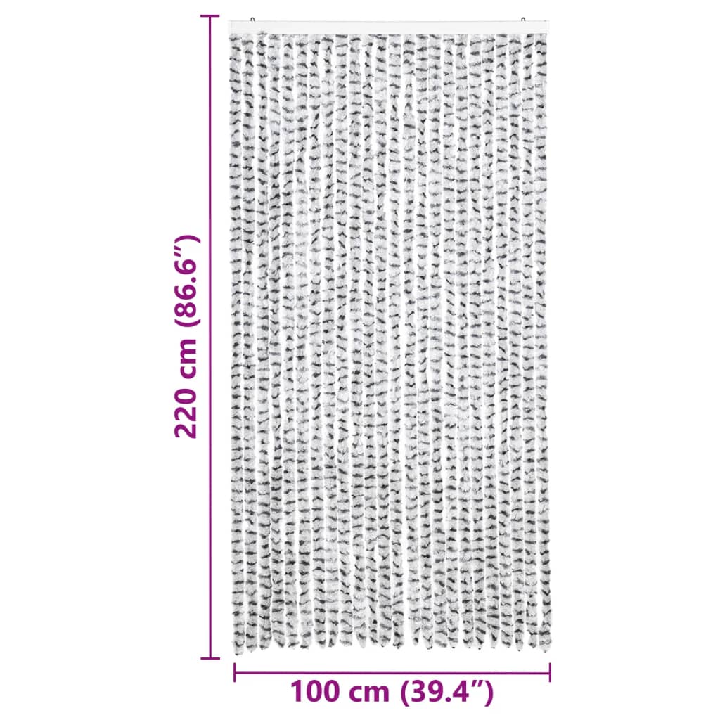 vidaXL Perdea insecte, gri deschis & gri închis, 100x220 cm, chenille vidaXL Perdea insecte, gri deschis & gri închis, 100x220 cm, chenille