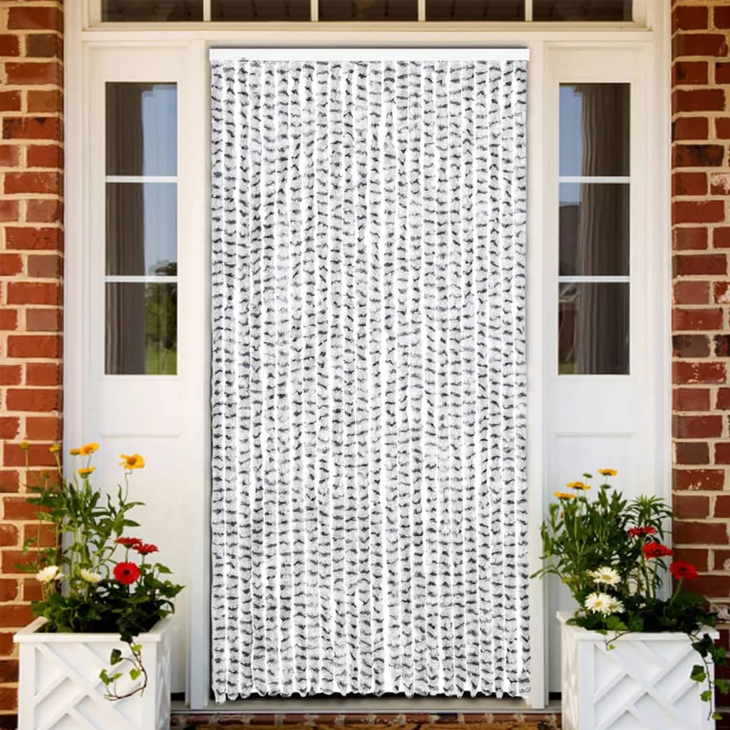 vidaXL Perdea insecte, gri deschis & gri închis, 100x220 cm, chenille vidaXL Perdea insecte, gri deschis & gri închis, 100x220 cm, chenille