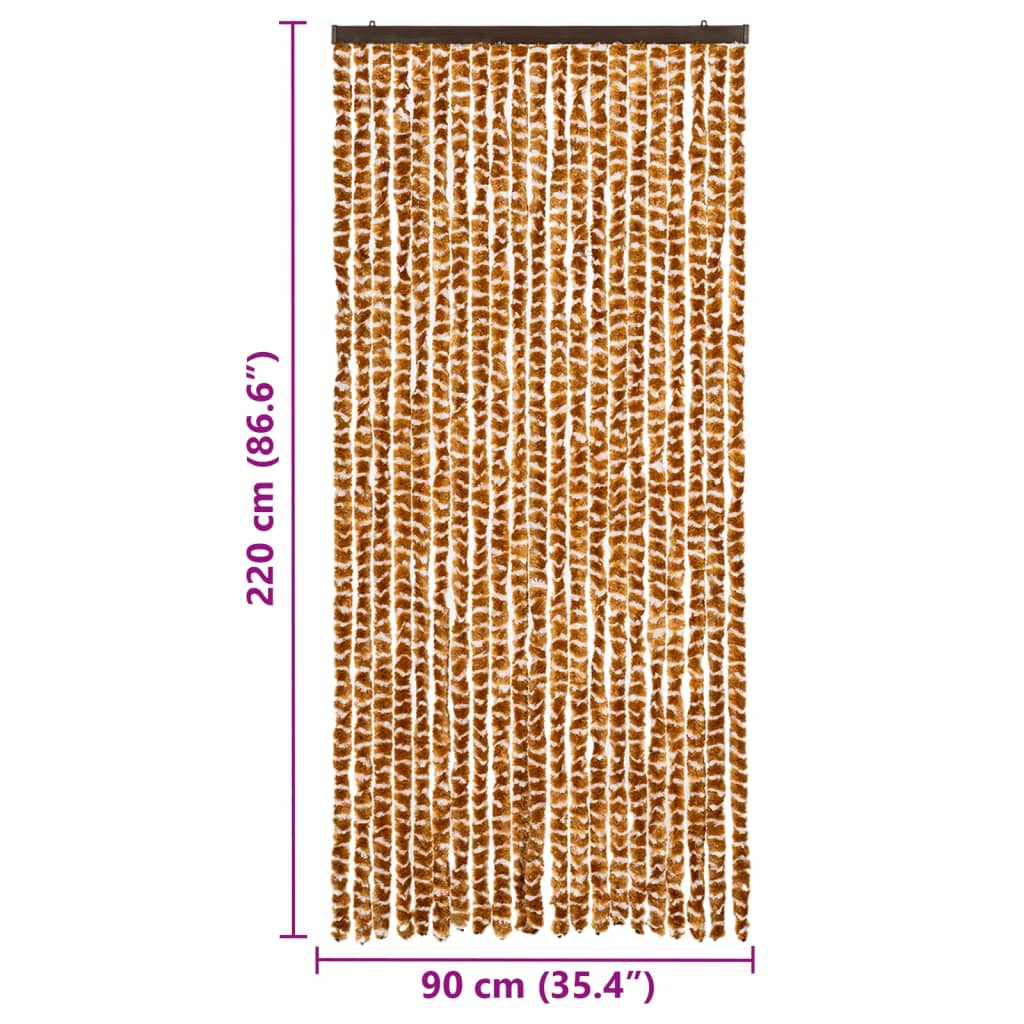 vidaXL Perdea pentru insecte, ocru și alb, 90 x 220 cm, chenille vidaXL Perdea pentru insecte, ocru și alb, 90 x 220 cm, chenille